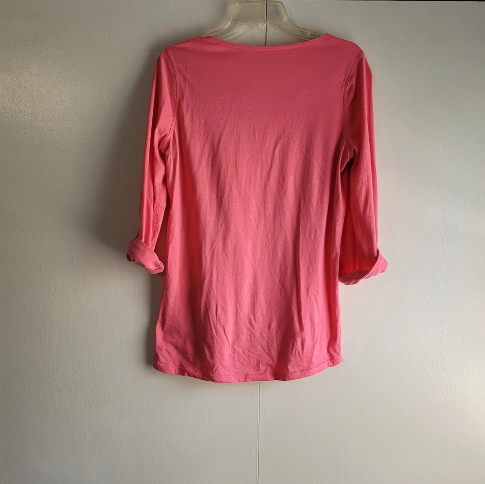 Charter Club Women's Size Medium Top 3/4 Sleeve Roll Tab Sleeve High-low hem - Picture 8 of 10